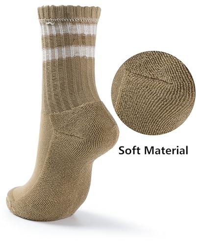 BomKinta Women's Striped Crew Socks 6 Pairs - Retro Above Ankle Cotton Socks, Size 5-10