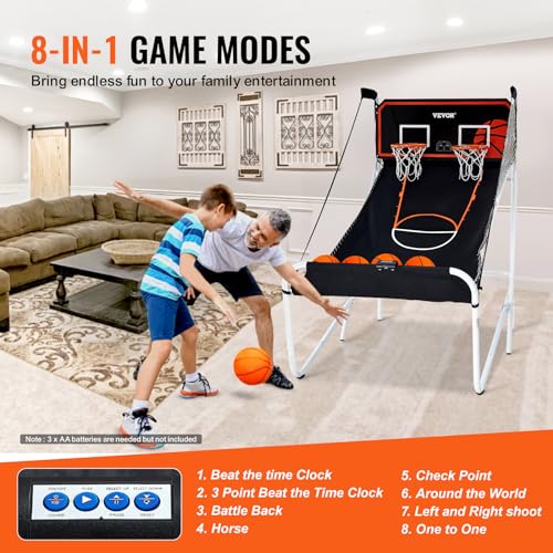 VEVOR Foldable Indoor Basketball Arcade Game 2 Player with 8 Game Modes & Scoreboard
