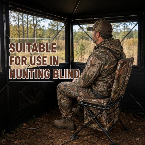 FUNHORUN Camouflage Hunting Chair with 360° Swivel & Storage Bag - Stable & Portable Seat for Hunting
