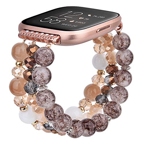 Beaded Elastic Bracelet for Fitbit Versa 2 - Handmade Women’s Watch Band