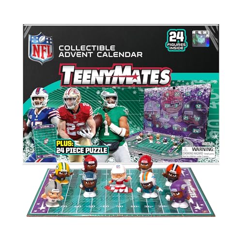 Teenymates NFL 2025-26 Advent Calendar with 24 Team Color Action Figures, Holiday Countdown