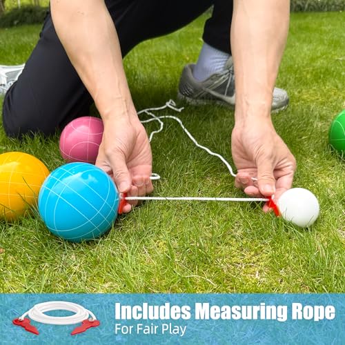 FASTOSS 90mm Bocce Ball Set - Multicolor Resin Lawn & Beach Game, Portable with Carrying Case