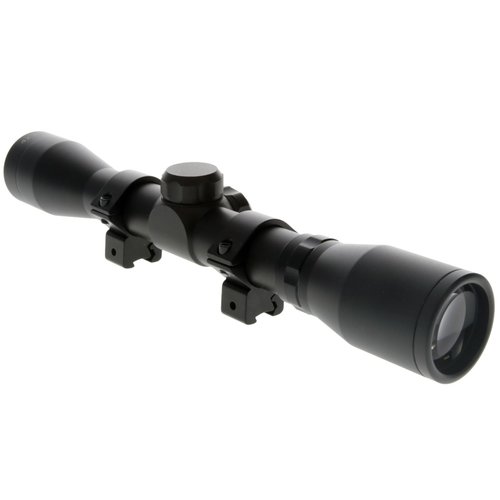 TRUGLO BUCKLINE Tactical Hunting Shooting Durable Waterproof Fogproof 1" Aluminum Tube Riflescope with 3/8" Rimfire Dovetail Mount Rings & Elastic Lens Covers Included, 4 x 32mm, Duplex Reticle