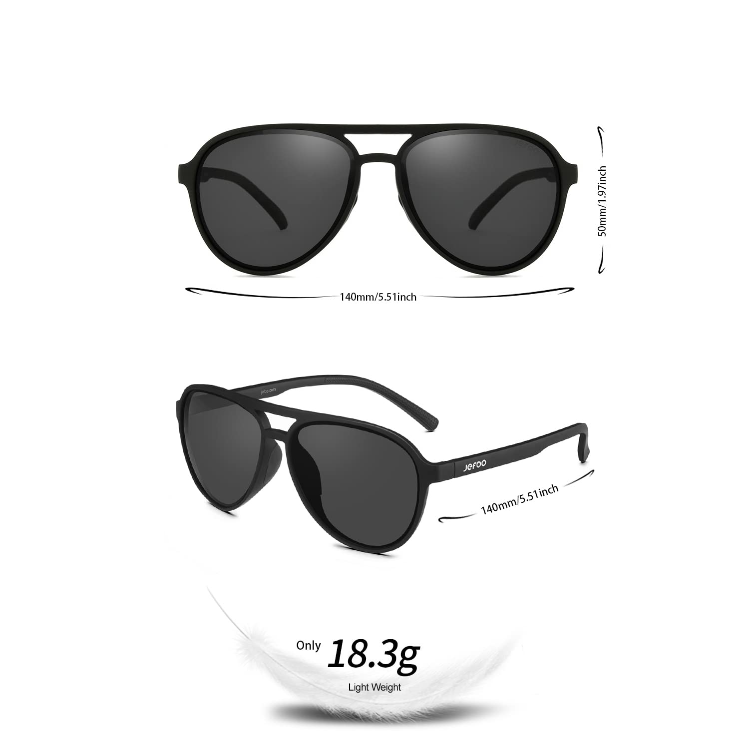 Jefoo Polarized Sunglasses for Women Men Retro Trendy Aviator Mens Shades Sun Glasses 100% UV Protection