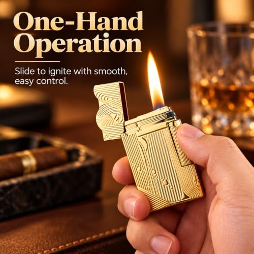 Laicengo Vintage Sanji Copper Butane Refillable Gas Lighter for Men & Dad