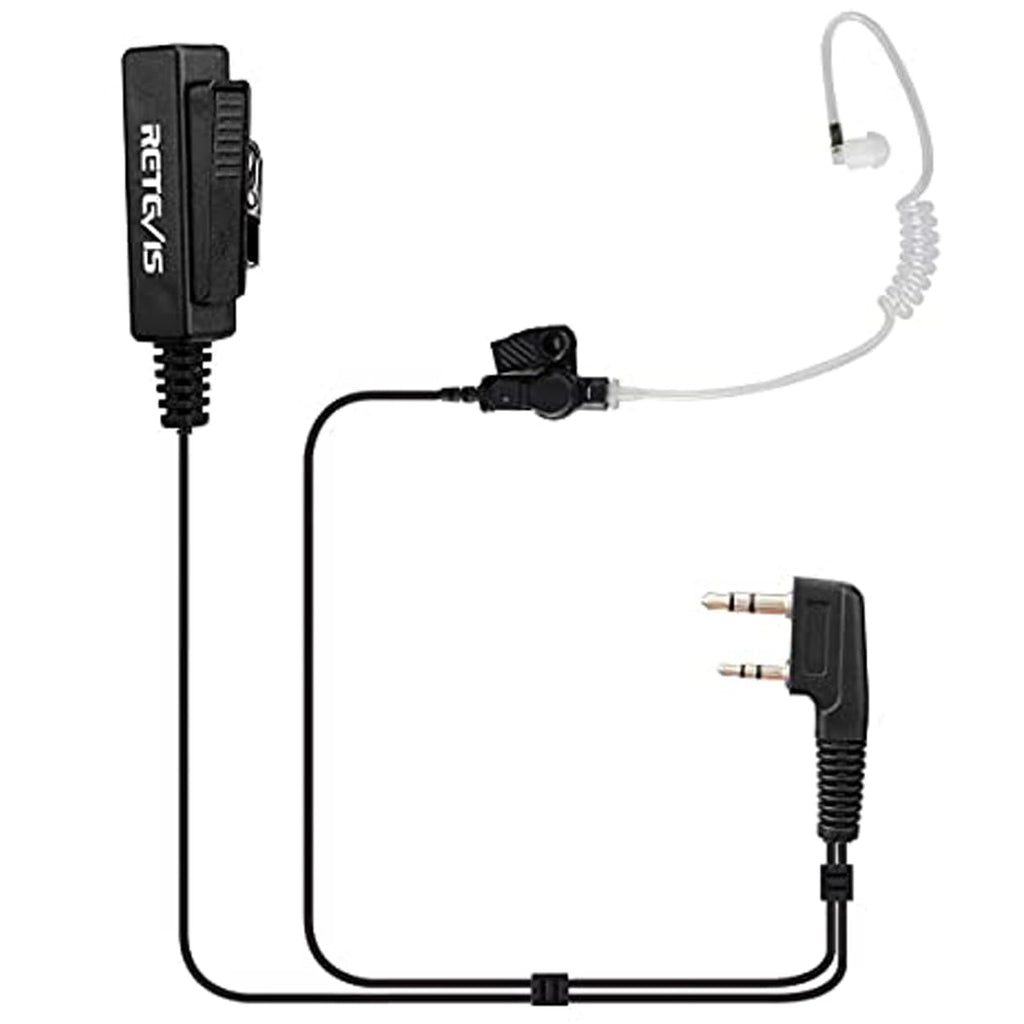 Retevis Walkie Talkie Earpiece with Mic, Big PTT Headset with Long Wire, 2 Pin, for RT22 RT68 RT21 H-777 RT86, Compatible with Pxton Baofeng BF-888S Kenwood 2 Way Radio, Two Way Radio Headset(1 Pack)