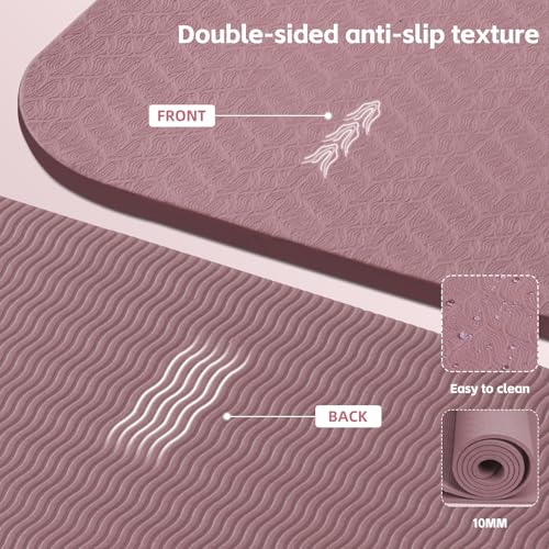 Large 76x40 Inch Pink Butterfly Flower Yoga Mat - Extra Thick Non-Slip Exercise Mat