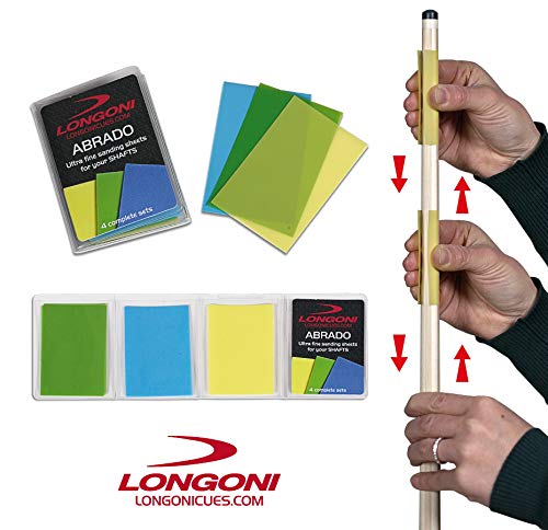 Ultra Fine Sanding Sheets for Billiard Cue Shafts - 3 Grades, Reusable, Made in Italy