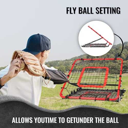 Multi-Sport Rebounder Net - Baseball, Softball, Soccer Practice with Red & Black Frame