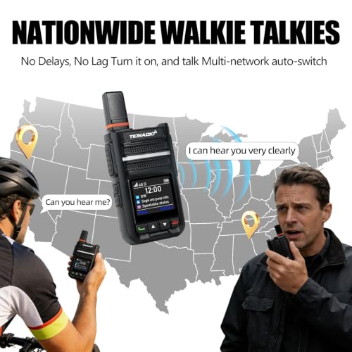 TIDRADIO TD-G18 4G LTE Long Range Walkie Talkies with SIM Card - Black 2-Pack