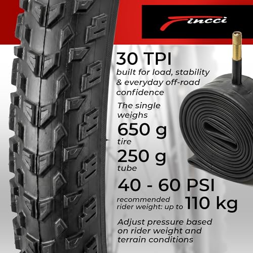 Fincci 27.5x2.10 Mountain Bike Tire & Tubes Black Foldable Kevlar Bead