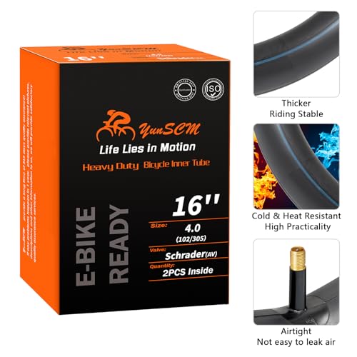 Heavy Duty 16x4.0 E-Bike Inner Tube AV32 Schrader Valve – 2 Pack
