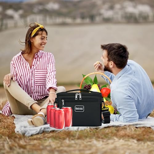 Insulated Lunch Bag for Men and Women - Black, Leak-Proof Soft Cooler Tote