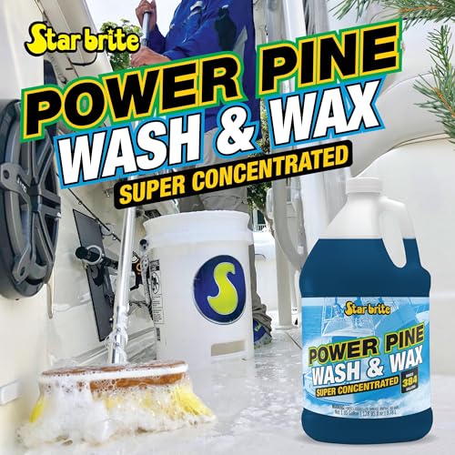 Star Brite Power Pine Wash & Wax 128 Oz Gallon - Marine Grade Boat & Car Cleaner & Protectant