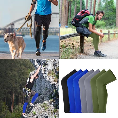 Tatuo Compression Leg Sleeves UV Protection - Black, Green, Blue, Gray 8 Pairs