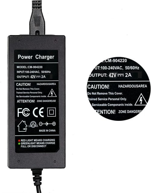 42V 2A Battery Charger - Fast Supply Adapter for 36V Scooter Lithium Battery | 8mm 3 Prong Connector