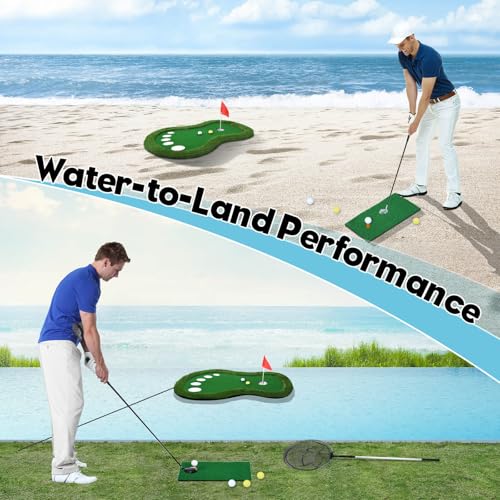 KEMLDIVS Floating Golf Green Pool Game 35x23 Inch - Patented Design, Complete Set