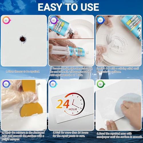 Marine Fiberglass Repair Kit Epoxy Resin for Holes & Cracks - Waterproof & UV-Resistant