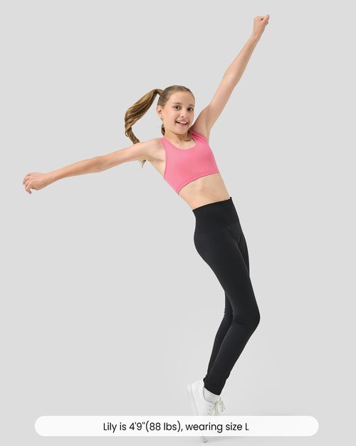Sascina Girls Training Bras Racerback Sports Bras 8-10 Preteen Seamless Bralettes - No Pads, Chest Double Lined, Black/Rose Pink/Grey/Candy Blue Medium