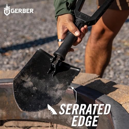 Gerber E-Tool Tactical Folding Shovel M - Camping & Survival Gear with Serrated Edge