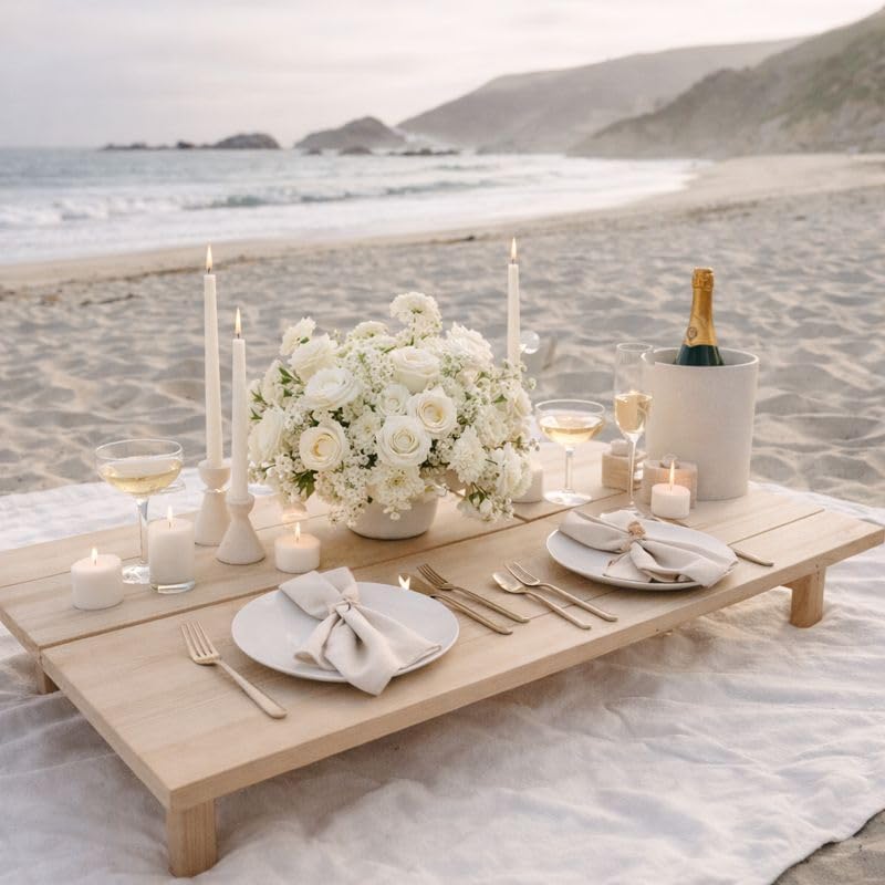 White Picnic Blanket - Large Canvas Beach Mat, Machine Washable, 4'9” × 6'3”