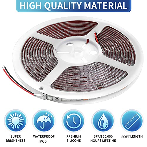 Boat LED Strip Lights 20ft Waterproof Marine Lighting for Night Fishing - Red