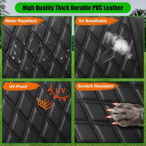 Golf Cart Seat Covers for Club Car DS Pre-2000 - Marine Leather Diamond Pattern, Black, Fit Front Seat - Variation of Black / Fit Club Car DS Pre 2000.5