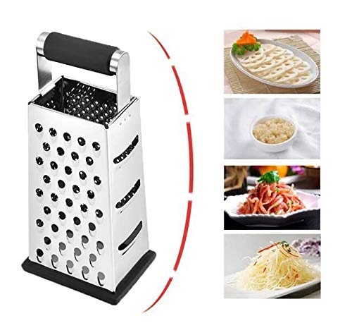 Stainless Steel Four-Sided Food Grater with Non-Slip Handle for Vegetables & Cheese