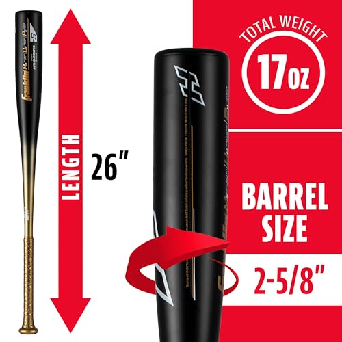 Youth Baseball Bat - Franklin Heist Aluminum 26 Inch Black Drop-9 - USA Approved