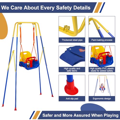 Luxdsgn 2-in-1 Toddler & Baby Swing Set - Blue, Indoor & Outdoor Bouncer for Kids 3-10