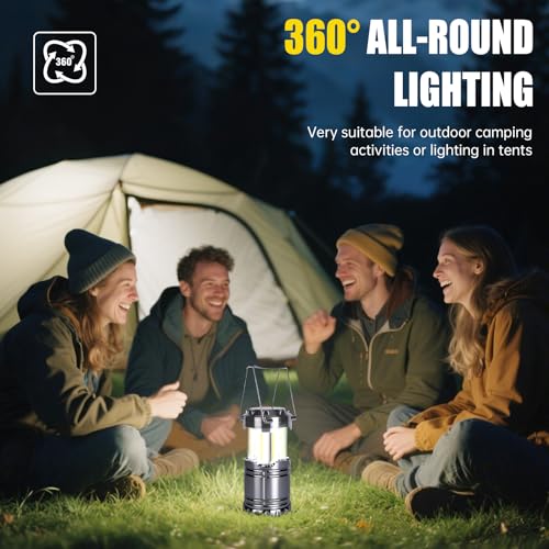 Camping Lantern Battery Pack - 20 Black LED Lanterns with 60 AA Batteries