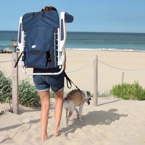 Navy 4-Position Lace-Up Backpack Beach Chair - Portable Sand Seat
