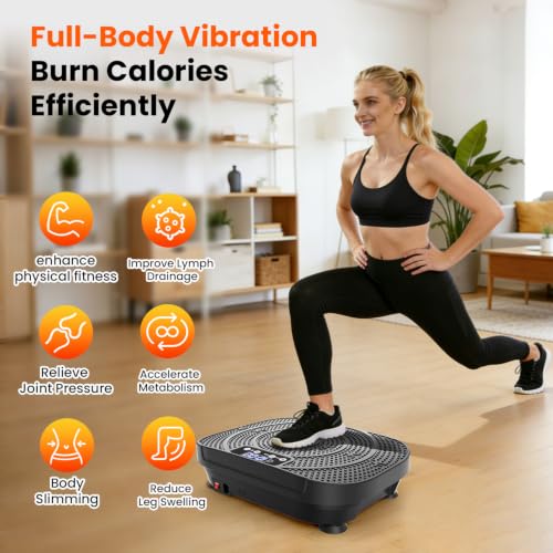 AXV BasicBlack Vibration Plate Exercise Machine Full Body Shaker for Weight Loss & Fitness