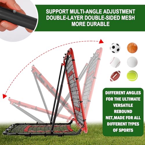 BaseGoal Dual-Sided Baseball Softball Rebounder Net 33.5x33.5in Black-Red