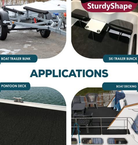 SturdyShape Premium Boat Trailer Bunk Carpet Kit 20ft x 20in, Marine Grade, Black – Variation 2