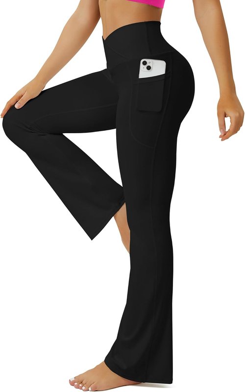 FOHOFO Yoga Pants - High Waisted Bootcut Leggings with Pockets for Women | Flare Design