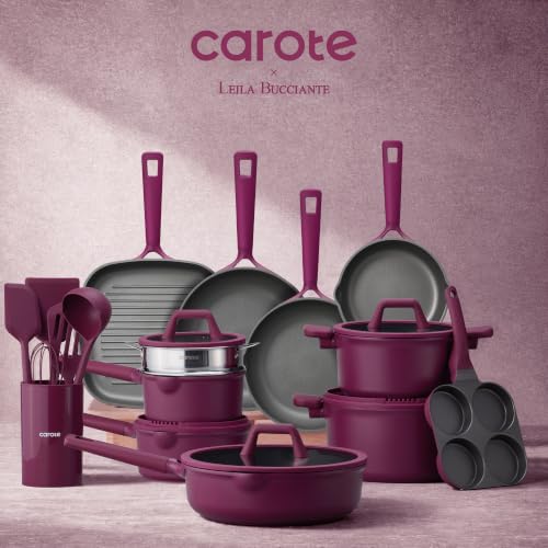 Purple 31-Piece Nonstick Cookware Set with Titanium Coating & Lids
