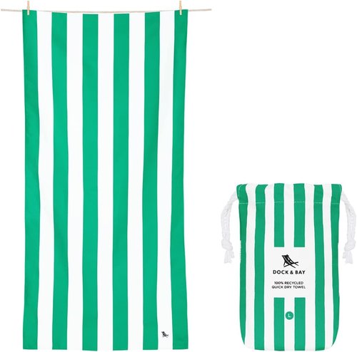 Dock & Bay Beach Towel - Quick Dry & Sand Free - Compact & Lightweight - 100% Recycled - Cancun Green - Large