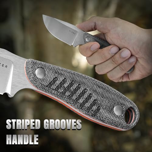 Kizer Hare Fixed Blade Knife with Sheath - Black & Orange, 3.14" Nitro V Steel