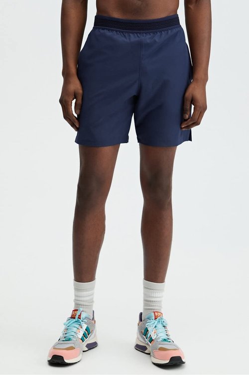 Fabletics Men's The Fundamental Short (Unlined), Workout, Running, Training, Gym, Yoga, Ultra Lightweight, Athletic, 7" Inseam, L, Deep Navy