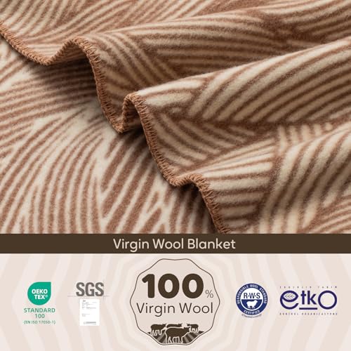 100% Wool Camping Blanket 62x48 Inches Thick Warm Military-Style Outdoor Blanket