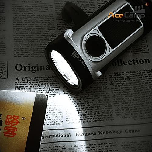 Hand Crank Solar Powered Emergency Flashlight for Outdoor Camping Hiking