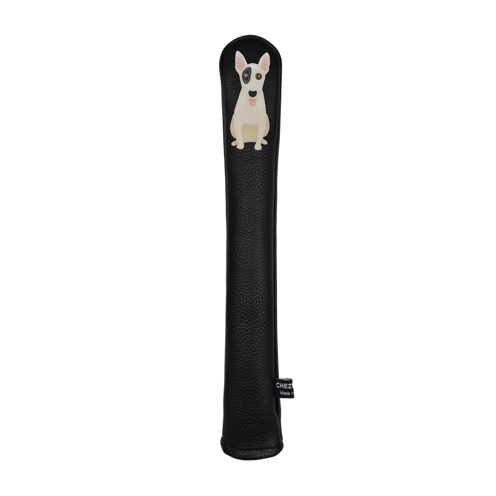 PU Leather Alignment Stick Headcover Golf Club Head Covers(Black,Bull Terrier)