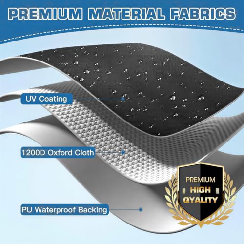 Heavy Duty Waterproof Boat Cover 14-16ft with Windproof Straps & Storage Bag - Black