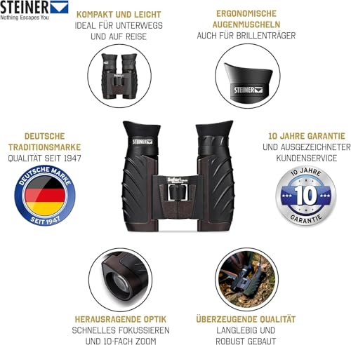 Steiner Safari UltraSharp 10x26 Binoculars - Compact Waterproof Travel Optics
