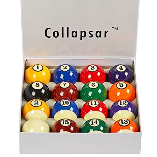 Collapsar Art Number Black Circle Billiard Ball Set 2-1/4 Inch Regulation Size Resin