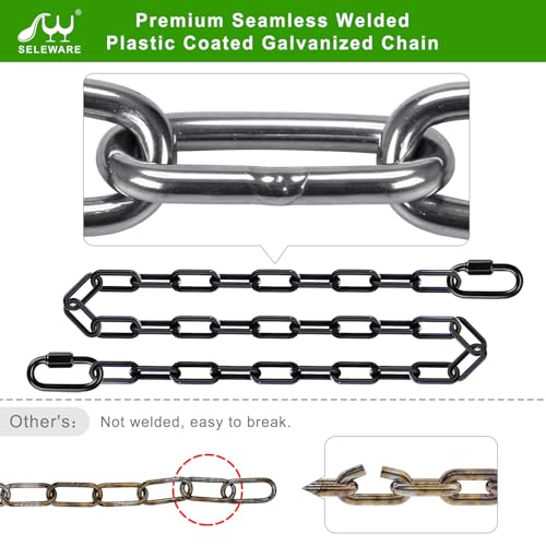 Black 100-Inch Swing Chain Set - Heavy Duty Plastic Coated Hanging Chains, 2 Pack