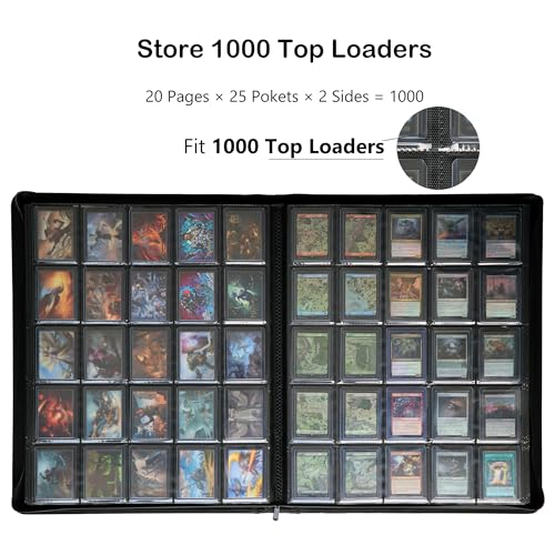 Alteagle Black 25-Pocket Top Loader Card Binder Album Holds 1000 3x4 Cards