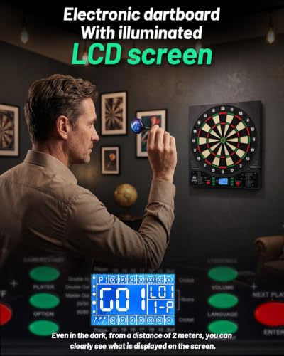 WIN.MAX Green Electronic Dart Board for Adults - Classic Soft Tip with Auto Scoring