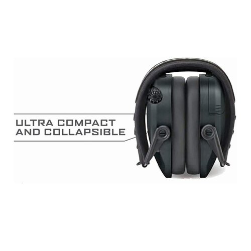WALKER'S Razor Electronic Quad Muff | 4 Mics 360-Degree Sound Capture 23dB NRR Hearing Protection Hunting Gun Range Shooting Earmuffs w/ 2 AAA Batteries, Black